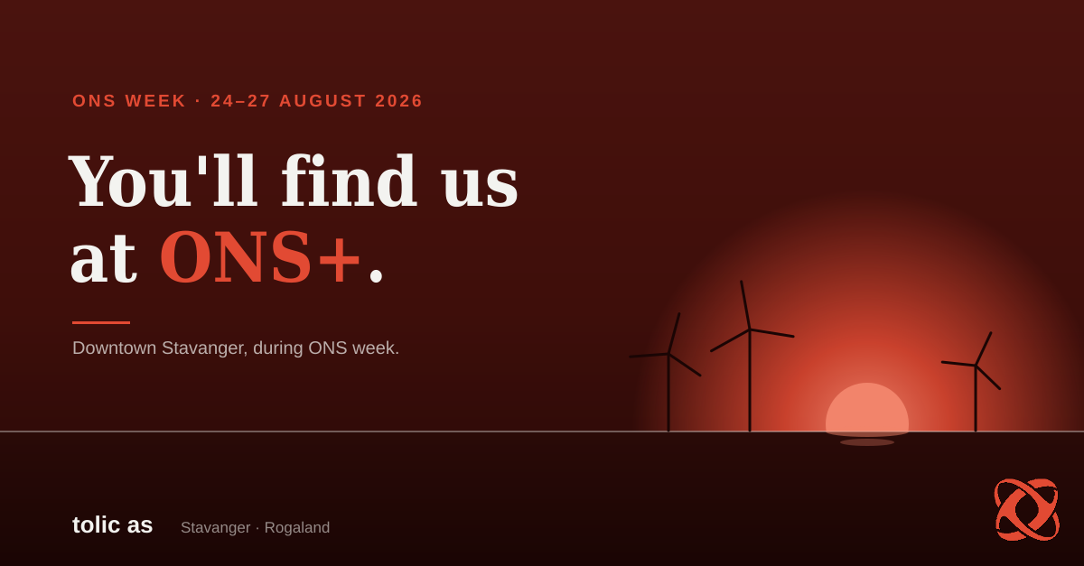 Du finner oss på ONS+ — Stavanger sentrum, 24.–27. august 2026